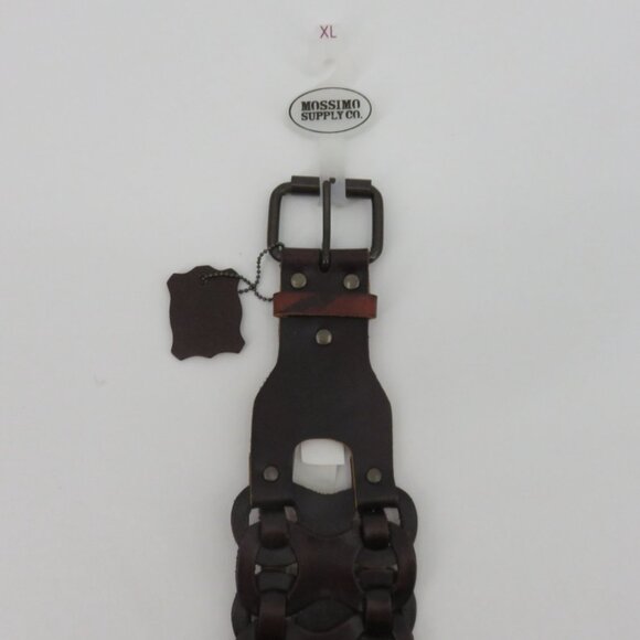 Mossimo Supply Co Women XL Extra Large Brown Leather Woven Wide Belt 2010 NEW - Picture 2 of 10